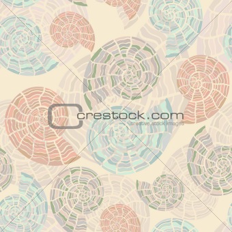 vector seamless background with sea shells