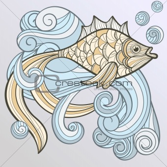 vector abstract  fish on splash of water