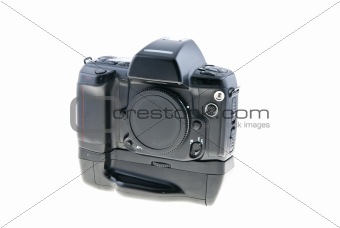 analog photo camera on white