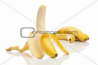ripe bananas on white background