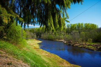 Blue river, at spring time.