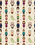 seamless cartoon family pattern
