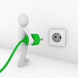 3d man plug socket green 
