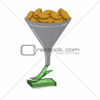 Sales funnel with coins