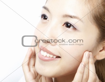 Close up of beautiful asian woman face