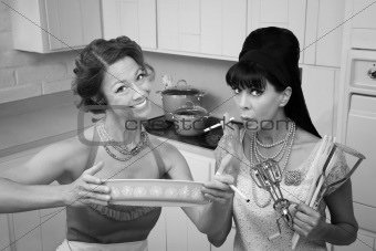 Happy Housewife with Friend