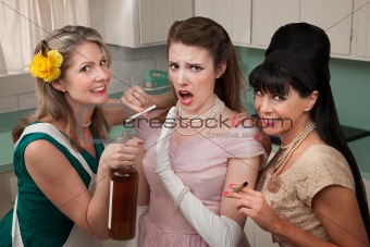 Shocked Woman With Her Friends 