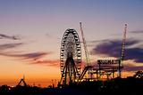 Amusement park in the sunset light