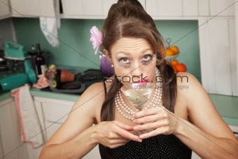 Weeping Woman Has A Drink