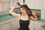 Woman Pulls Her Hair 
