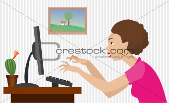 office girl working at the computer