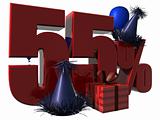 3D Render of 55 percent sale sign