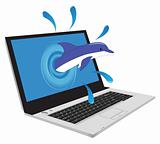 A dolphin and a laptop