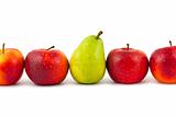 Line of fruits - pear and apples
