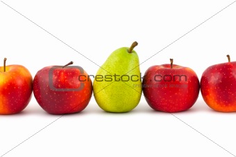 Line of fruits - pear and apples