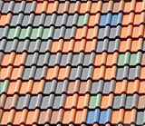 Multi-colored tiles on the roof.