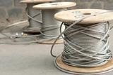 Spools of unused steel wire