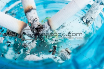 Closeup of ashtray and cigarettes