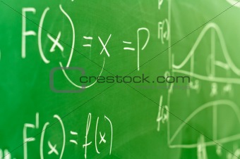 Green chalk board with formula