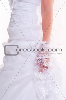 Part of a girl in beautiful wedding dress