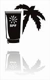 sunblock cream icon with palm tree
