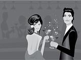 illustration of couple enjoying drink in party 
