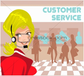 Beautiful customer service operator woman with headset 