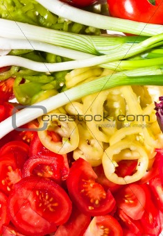 Fresh vegetables sliced up and ready to be served