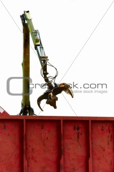 Industrial crane loading into train