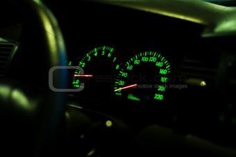 Closeup speedometer of the car