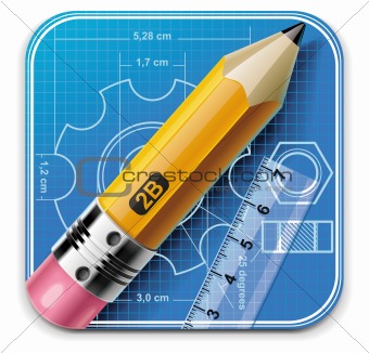 Vector technical drawing square XXL icon