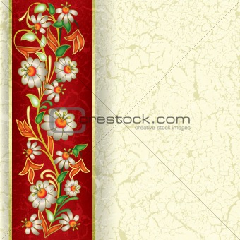 abstract grunge floral ornament with flowers
