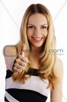 Girl showing thumbs up