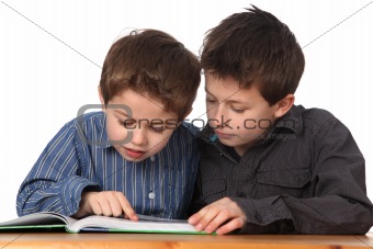 two young boys learning