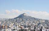 Lycabettus hill during winter blizzard