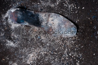 Part of a shoe on dirty background
