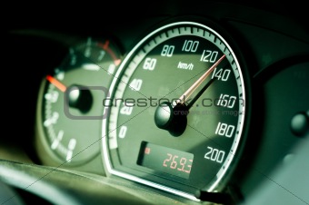 Dashboard of a car with sleective focus