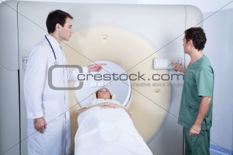 Patient going through an MRI scan
