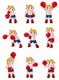 cartoon boxer icon set