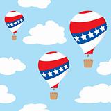 Seamless pattern with patriotic hot air balloons