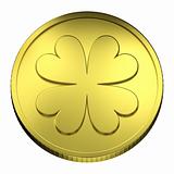Gold Coin Money, with Four-leaf Clover symbol