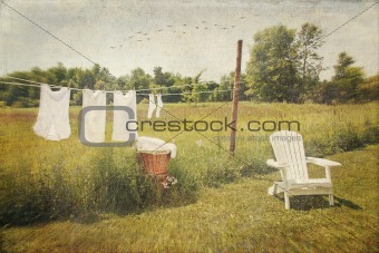 White cotton clothes drying on a wash line 