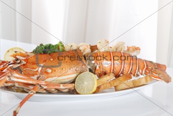 lobster and prawns