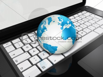 World globe on a laptop computer