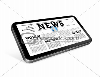 News on a mobile phone isolated on white