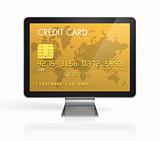 gold credit card on a computer screen