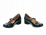 Black leather classic leather shoes open position