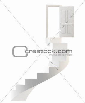 Door and ladder of white color