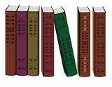 Collection of books on white background