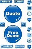free quote glossy button blue icon